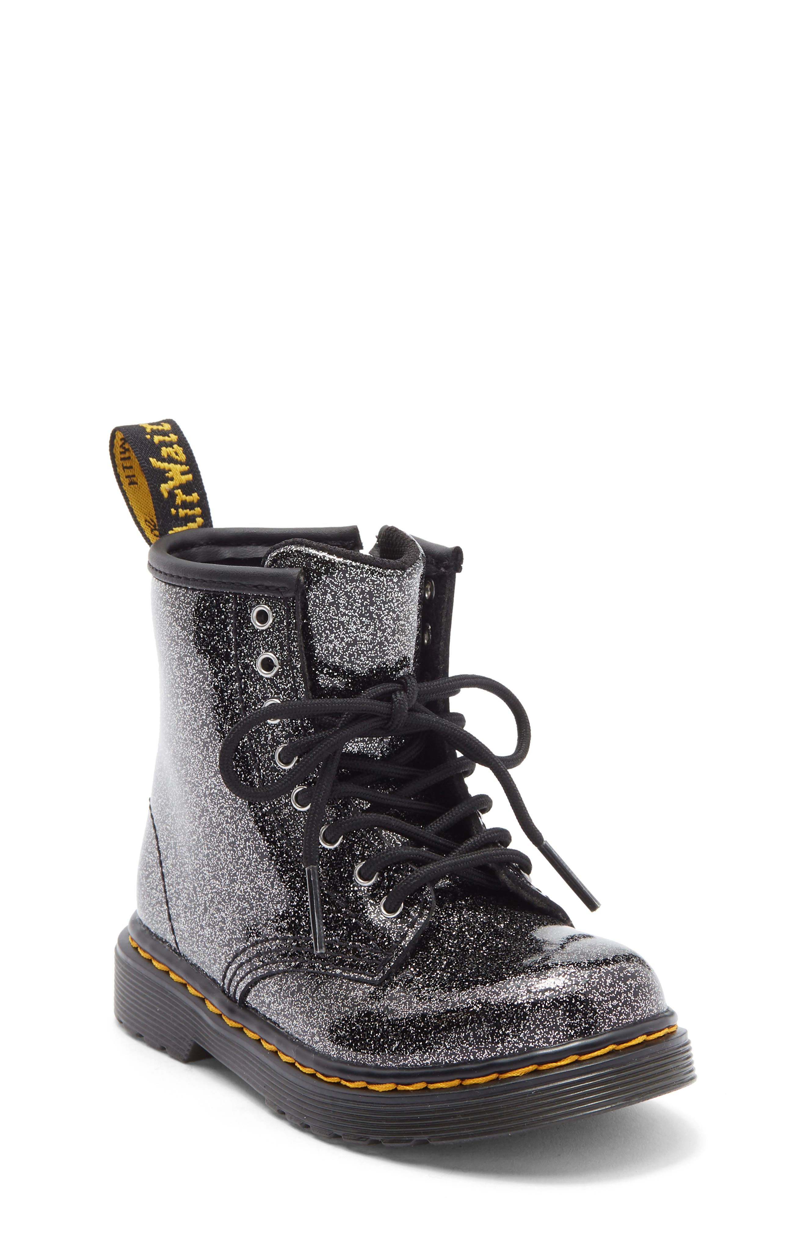 Dr. Martens Kids' 1460 Glitter Boot, Main, color, Black And Silver