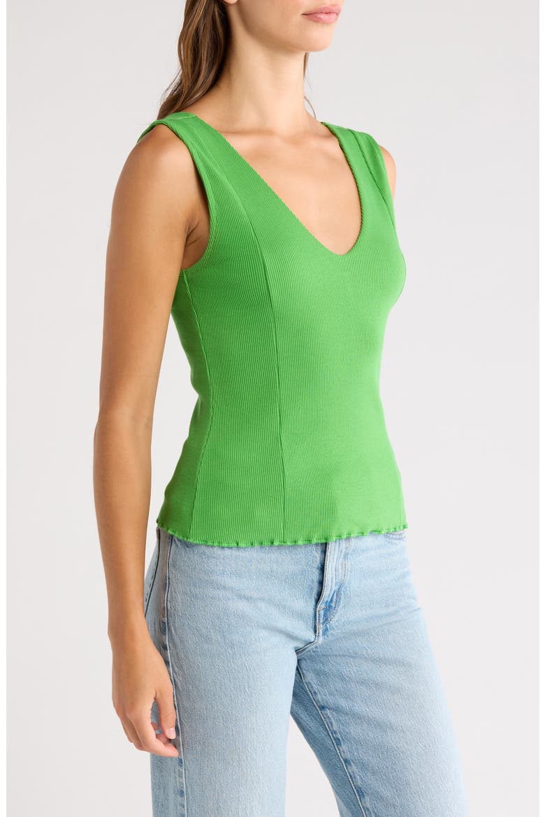 Reese Rib V-Neck Tank, Alternate, color, LIME