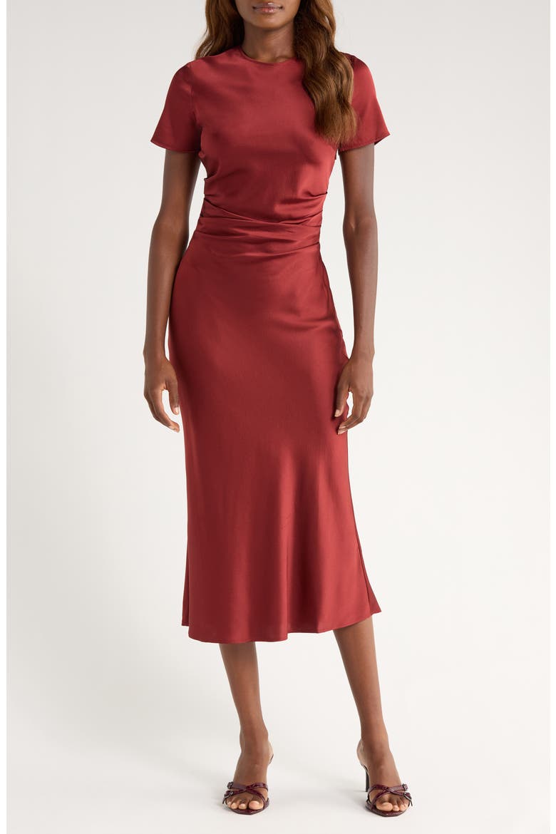 Marcel Stretch Silk Midi Dress, Main, color, SANGRIA