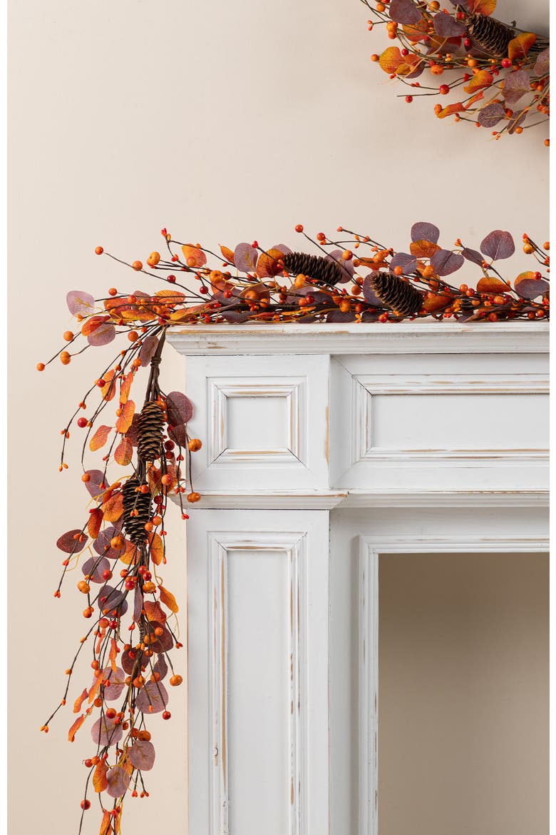 72"L Fall Eucalyptus Berry Garland, Alternate, color, Orange