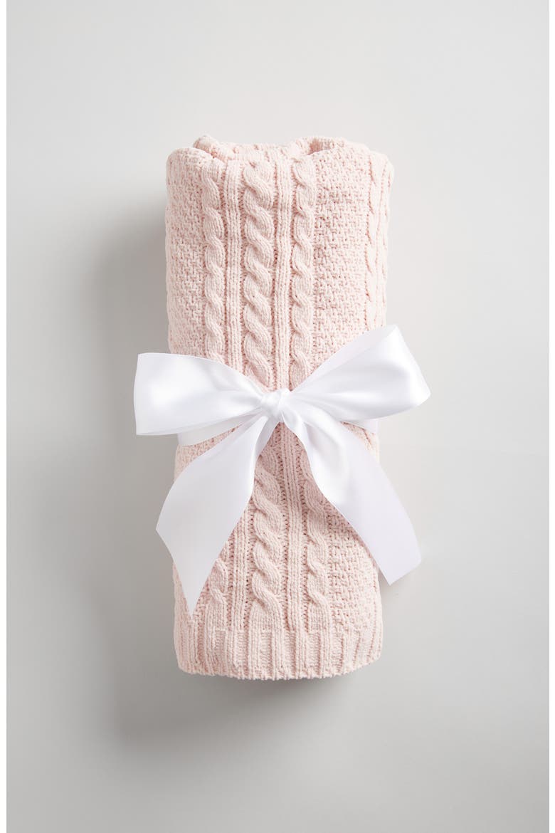 Cable Knit Baby Blanket, Alternate, color, PINK LOTUS