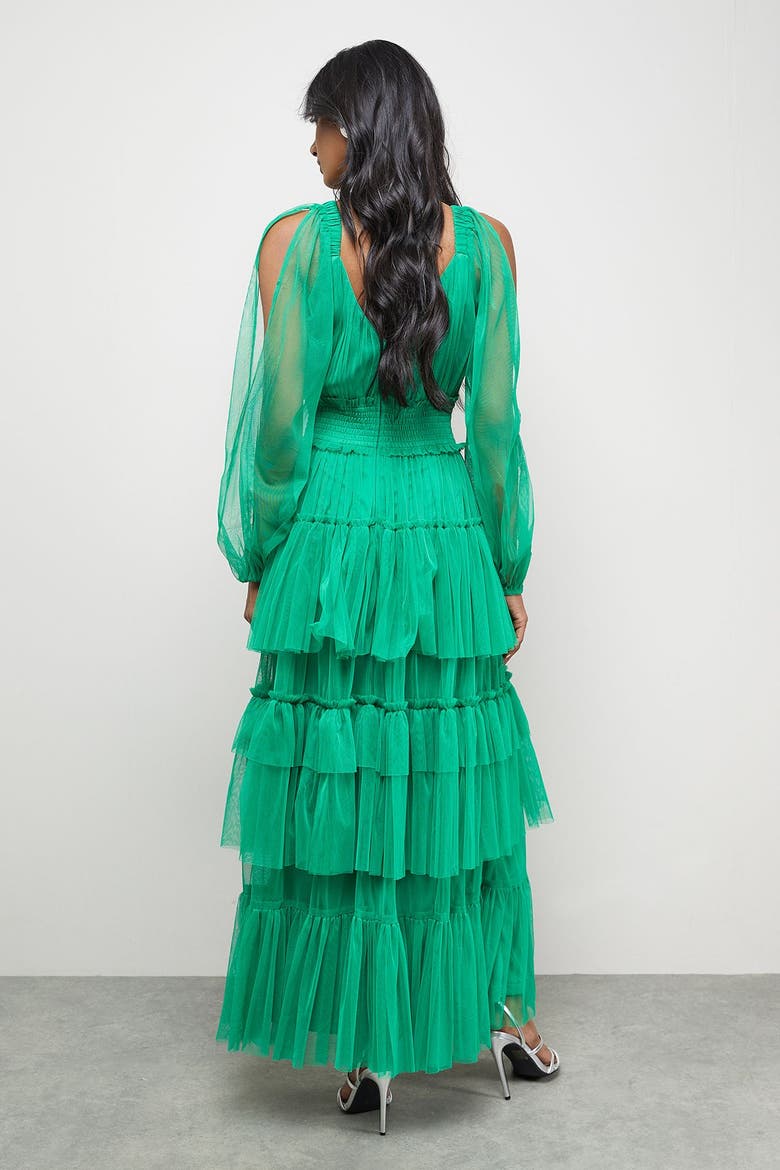 Cinched Waist Maxi Dress, Alternate, color, Green