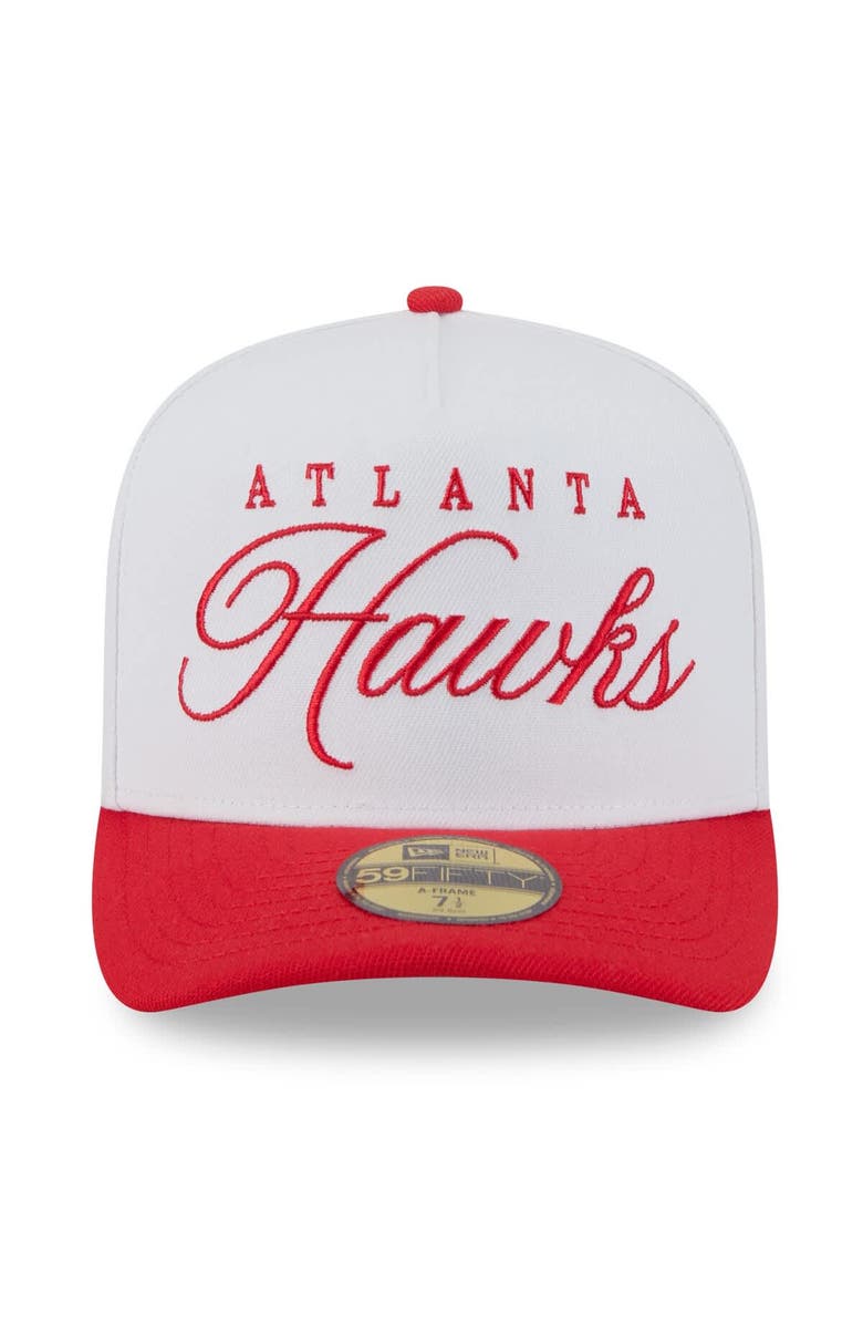 New Era Men's New Era White/Red Atlanta Hawks 2025 NBA Draft A-Frame 59FIFTY Fitted Hat, Alternate, color, White