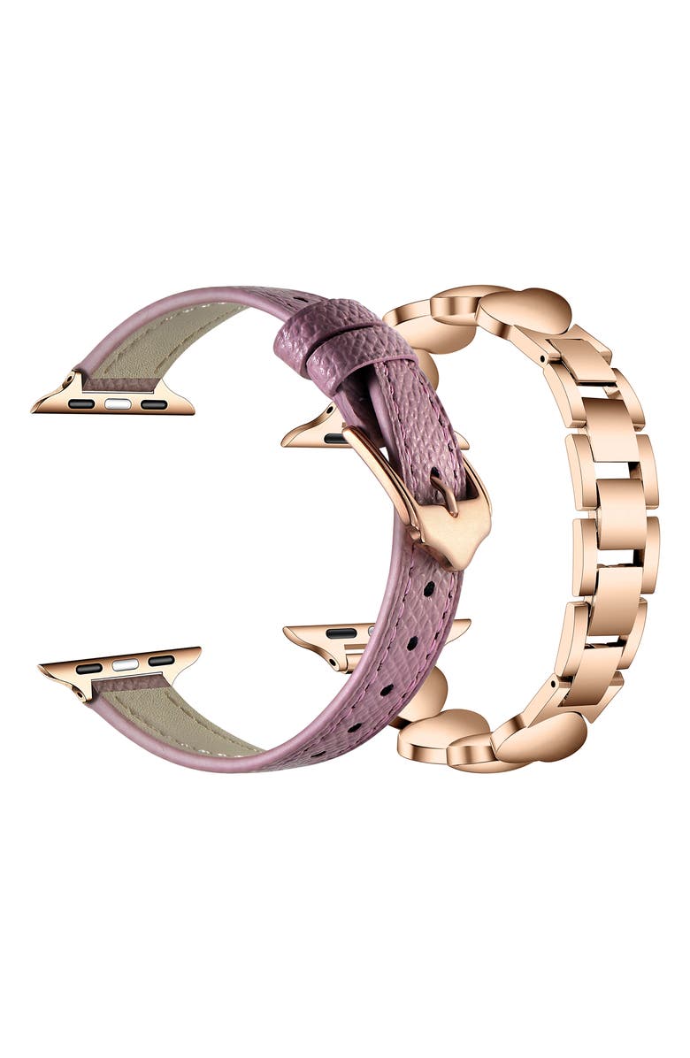 Posh Tech Aphrodite 2-Pack Leather & Chain Apple Watch<sup>®</sup> Watchbands, Alternate, color, 