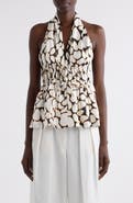 Dries Van Noten Ceana Print Ruched Silk Halter Top