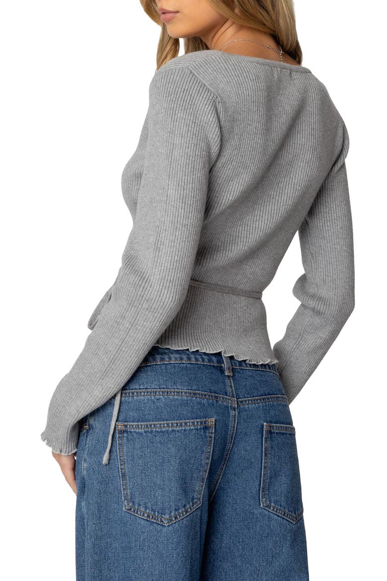 Paden Rib Knit Wrap Top, Alternate, color, GRAY-MELANGE