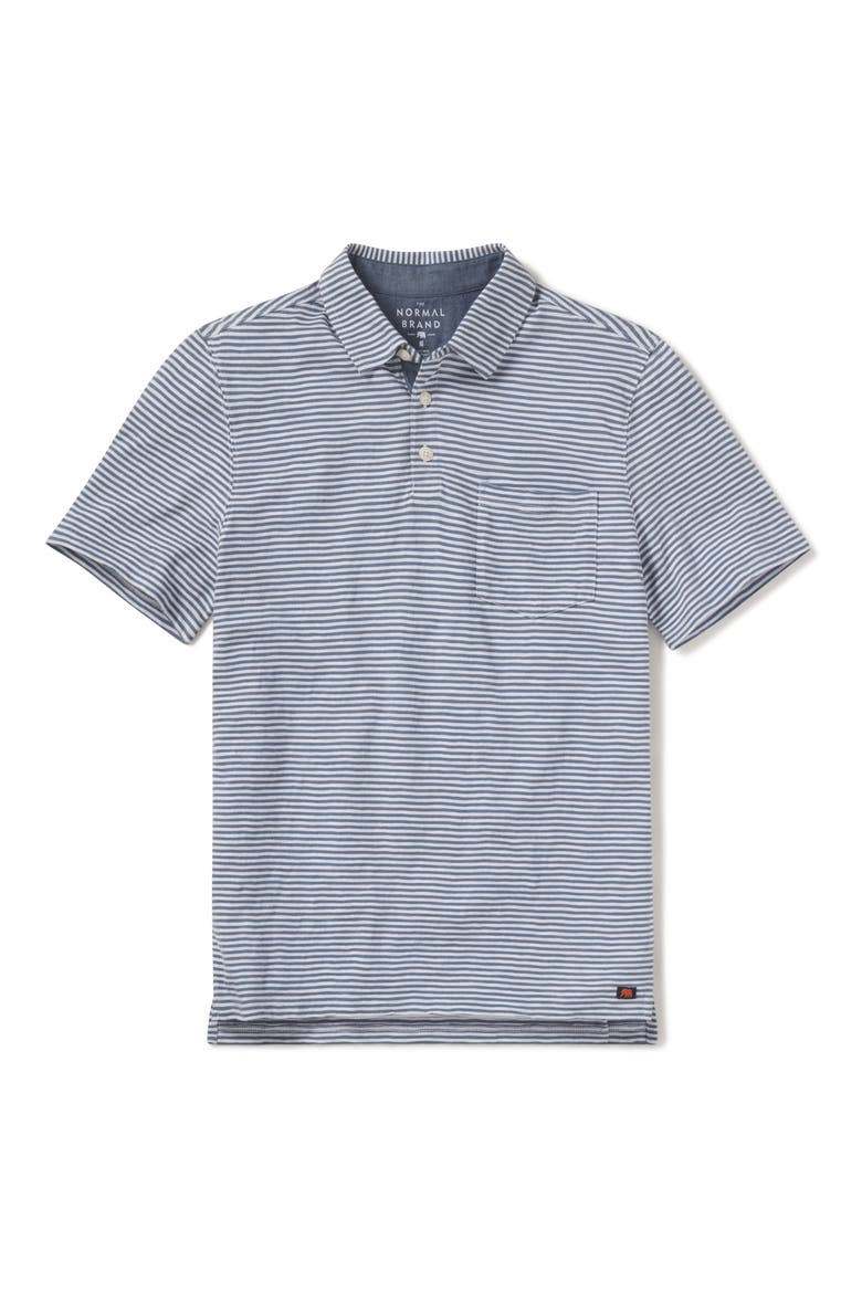 Slub Pocket Polo, Alternate, color, BLUE STRIPE