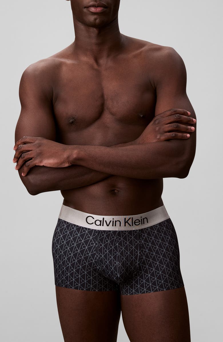 Calvin Klein Low Rise Brushed Microfiber Jersey Boxer Briefs, Main, color, Black/ Ashford Gray