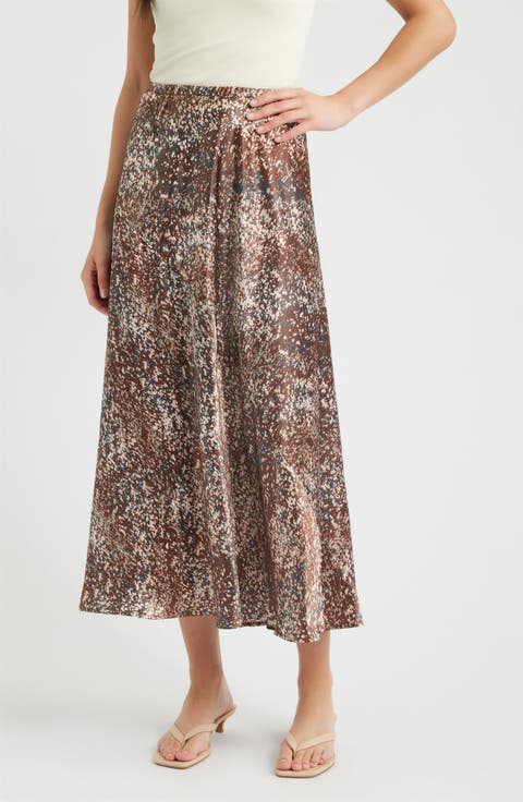 Savoy Print Bias Cut Maxi Skirt