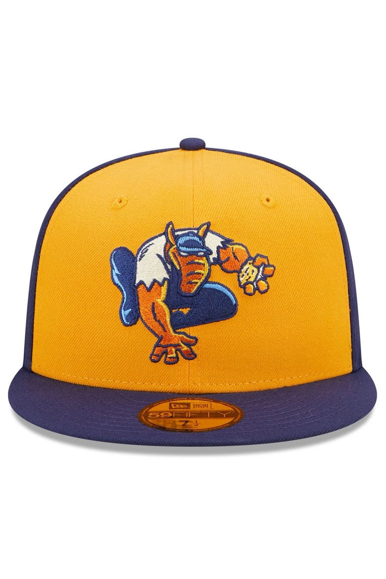 Men's New Era Gold/Navy Montgomery Biscuits Marvel x Minor League 59FIFTY Fitted Hat, Alternate, color, Gold