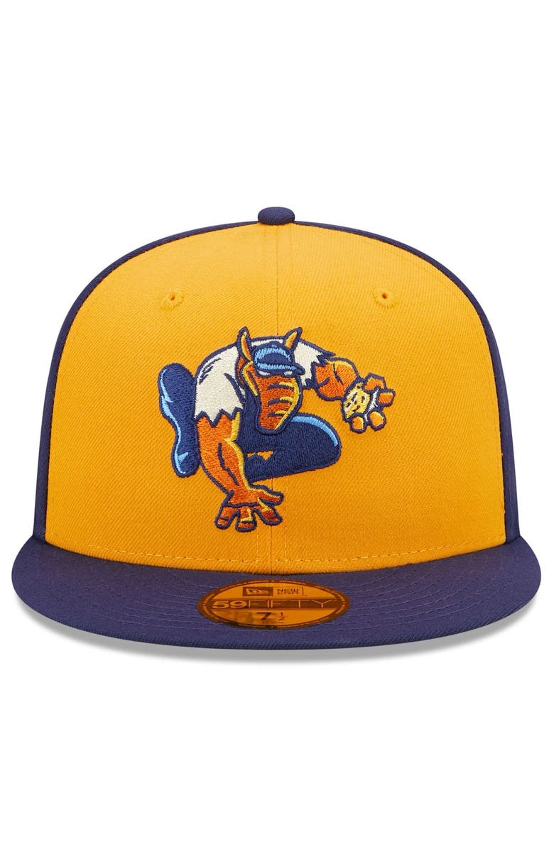 New Era Men's New Era Gold/Navy Montgomery Biscuits Marvel x Minor League 59FIFTY Fitted Hat, Alternate, color, Gold
