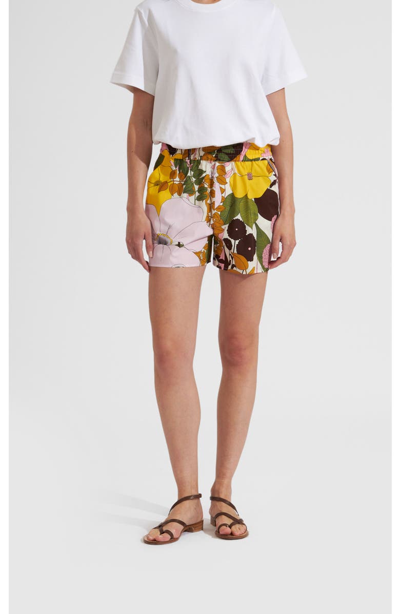 La DoubleJ Pull-Up Shorts Pineapple Sunflower White, Main, color,