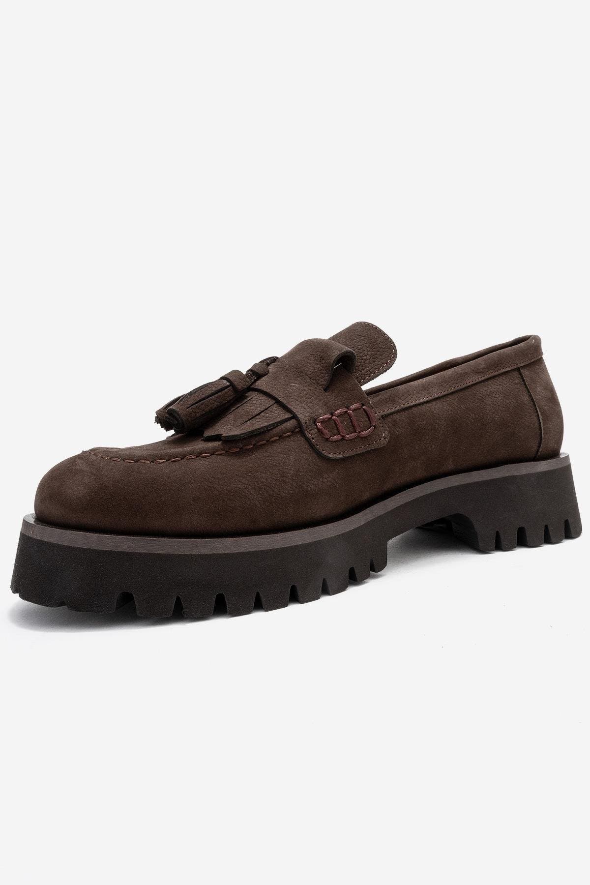 Poen Leather Tassel Loafer, Alternate, color, Brown Suede Leather