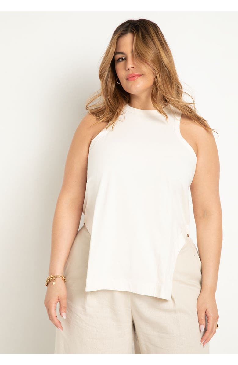 ELOQUII Scooped Hem Tank Top, Main, color, 