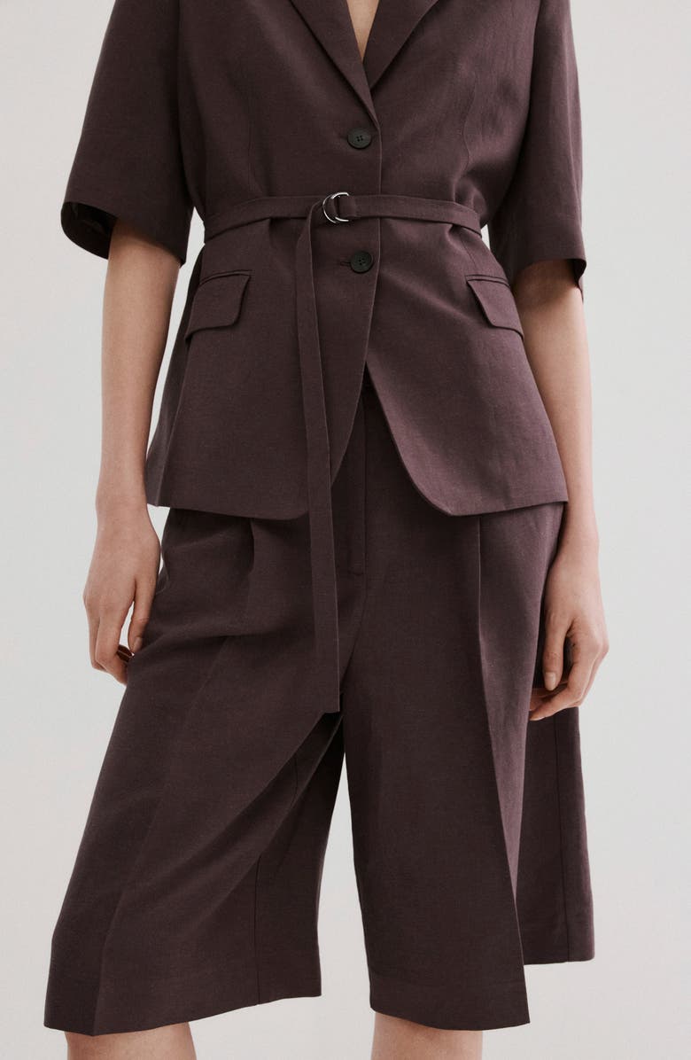 MANGO Argelia Pleated Bermuda shorts, Alternate, color, Purple