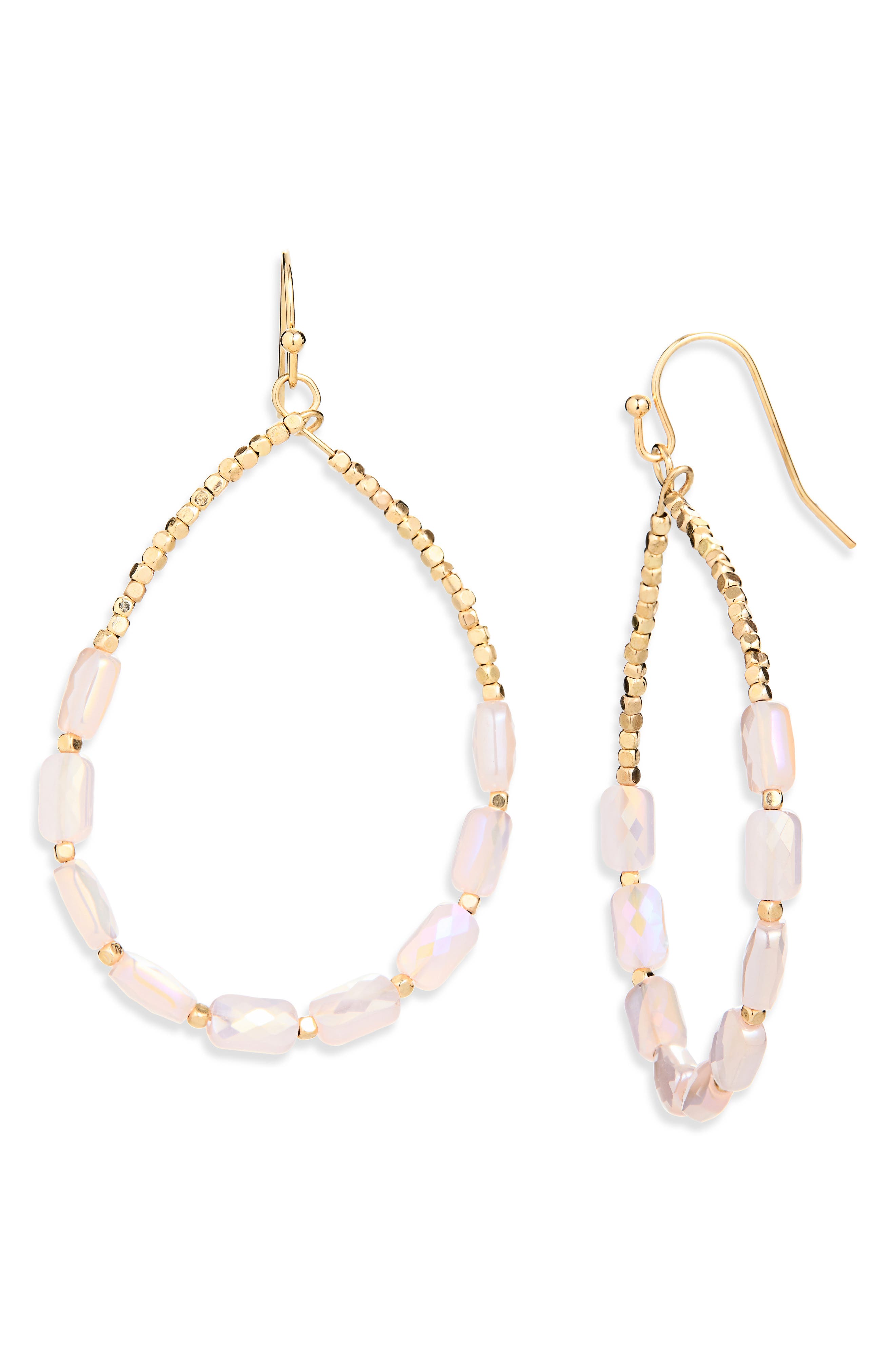 Cara Slim Beaded Drop Earrings