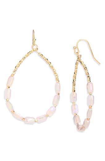 Cara Slim Beaded Drop Earrings