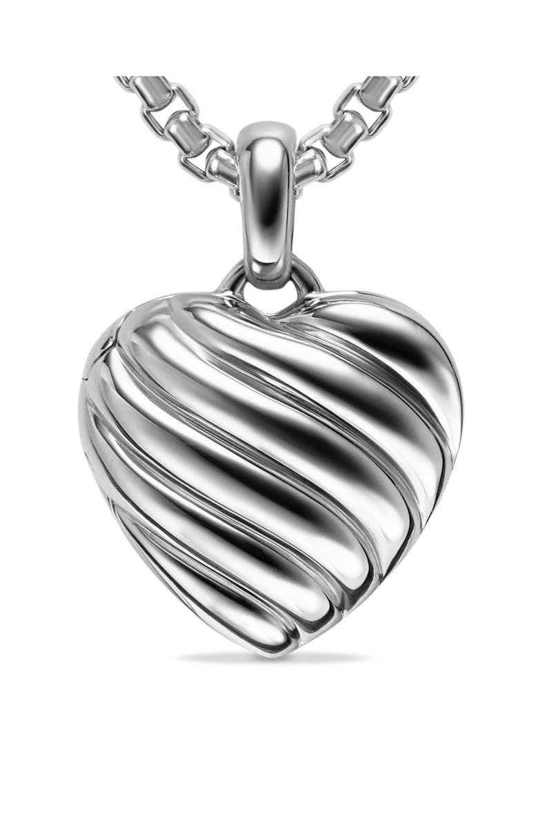 David Yurman Sculpted Cable Heart Locket, 23mm, Alternate, color, Sterling Silver