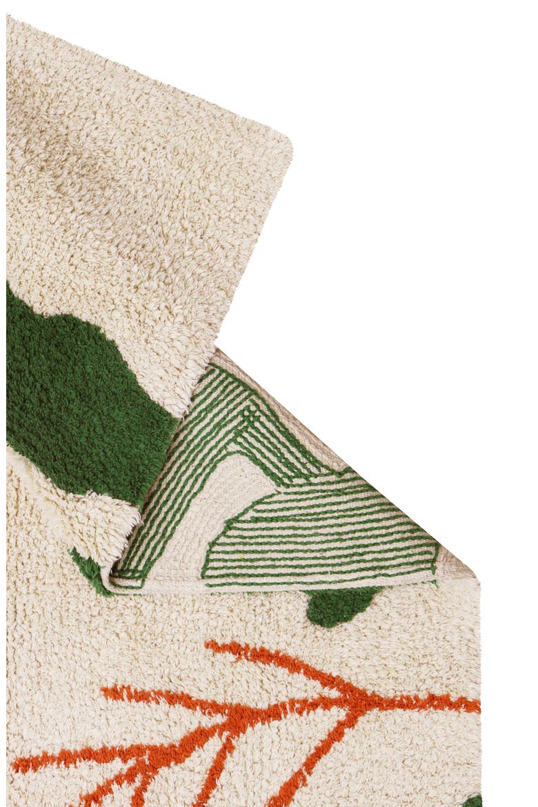 Botanic Print Washable Cotton Rug, Alternate, color, GREEN MULTI
