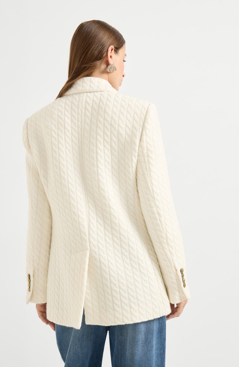 Brunello Cucinelli Cashmere cable knit blazer, Alternate, color, White