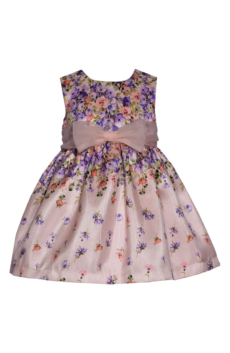 Iris & Ivy Shan Tung Border Print Party Dress with Cardigan, Alternate, color, 