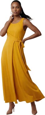 Jessica London Stretch Cotton Side Tie Maxi Dress