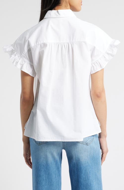 CASLONR CASLON(R) RUFFLE SHORT SLEEVE BUTTON-UP SHIRT 