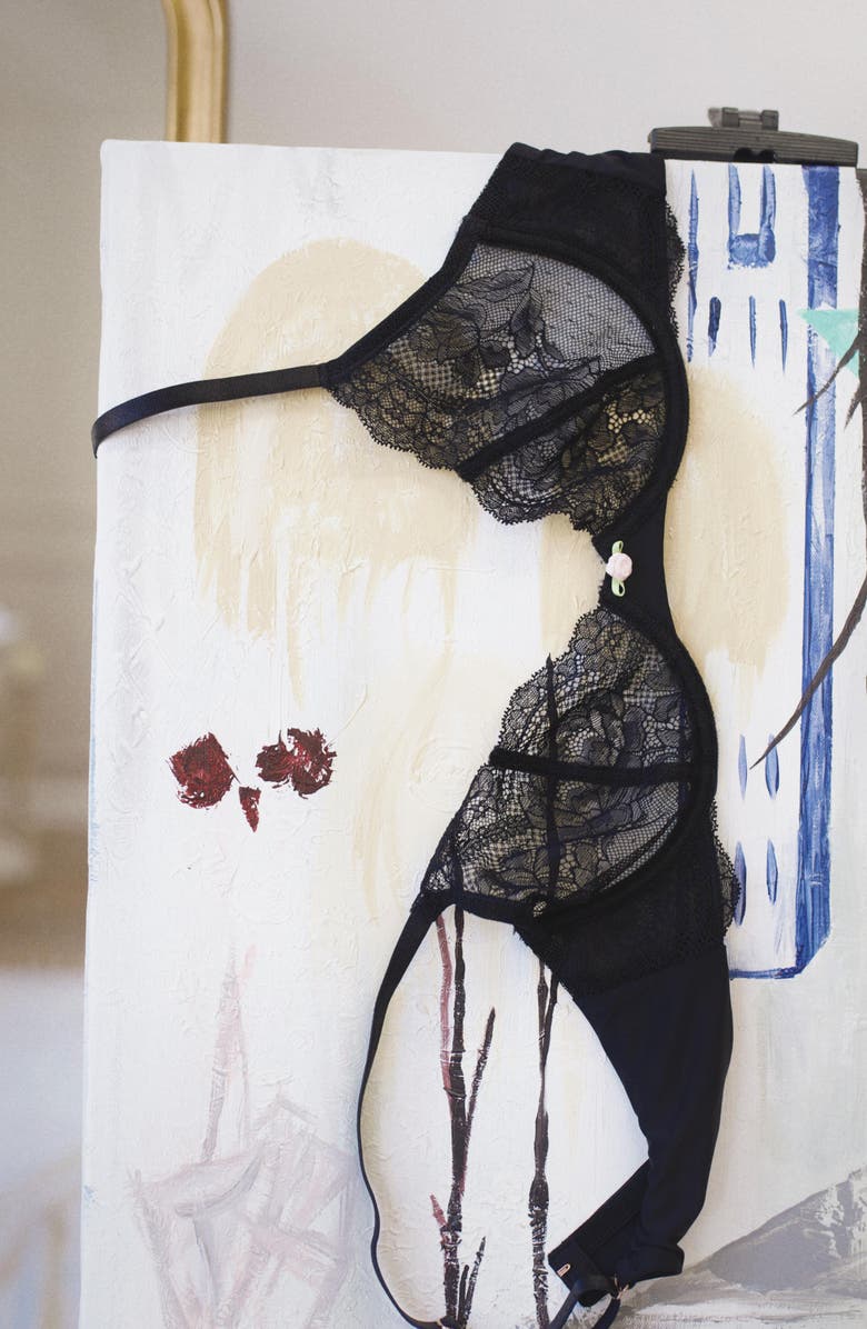 Skarlett Blue Unveil Lace Underwire Demi Bra, Alternate, color, Black