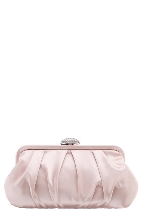 Concord Pleated Satin Frame Clutch