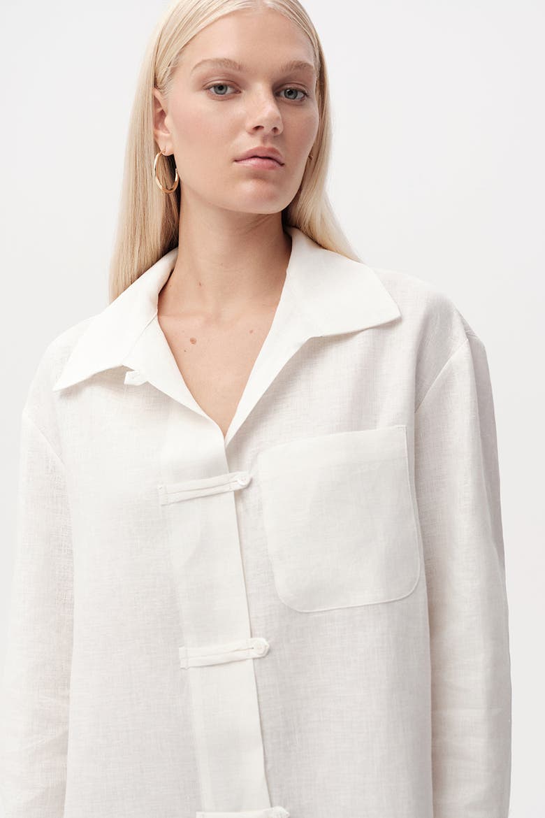 Cherine Linen Shirt With Pockets, Alternate, color, White