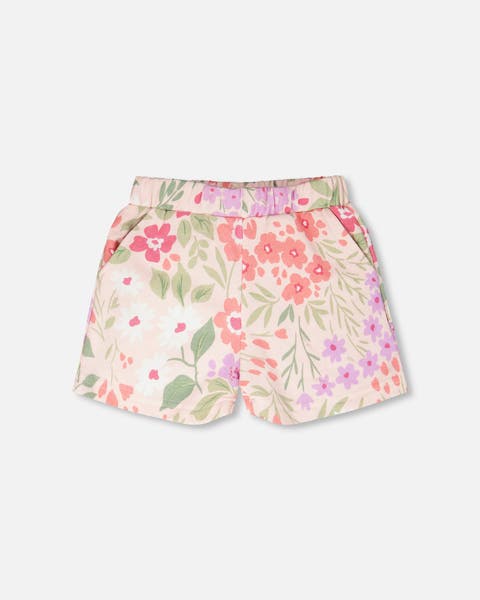 Straight Cut French Terry Flowers Shorts (Toddler, Little Kid & Big Kid)