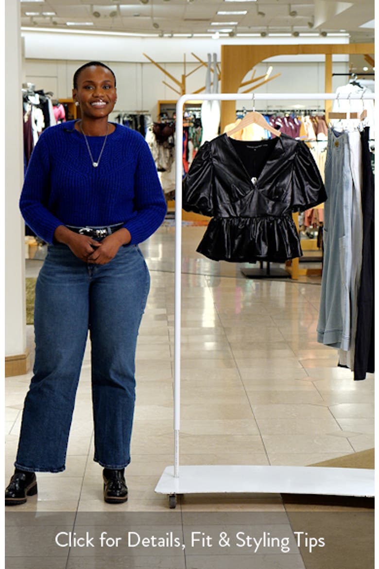 Puff Sleeve Faux Leather Peplum Top video