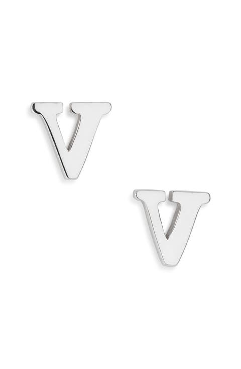 Block Letter Initial Stud Earrings