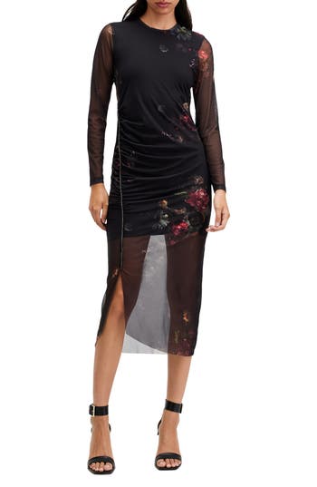 ALLSAINTS ALLSAINTS NORA FLORAL SPARKLE LONG SLEEVE DRESS