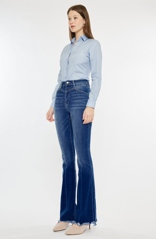Kancan Ashton High Rise Flare Jeans In Blue