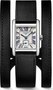 Longines Mini DolceVita Three-Row Black Leather Strap Watch, 21.5mm x 29mm