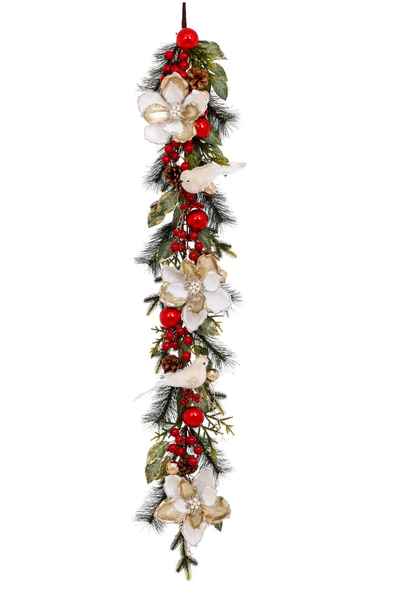 Christmas Bird and Magnolia Garland, Main, color, Red