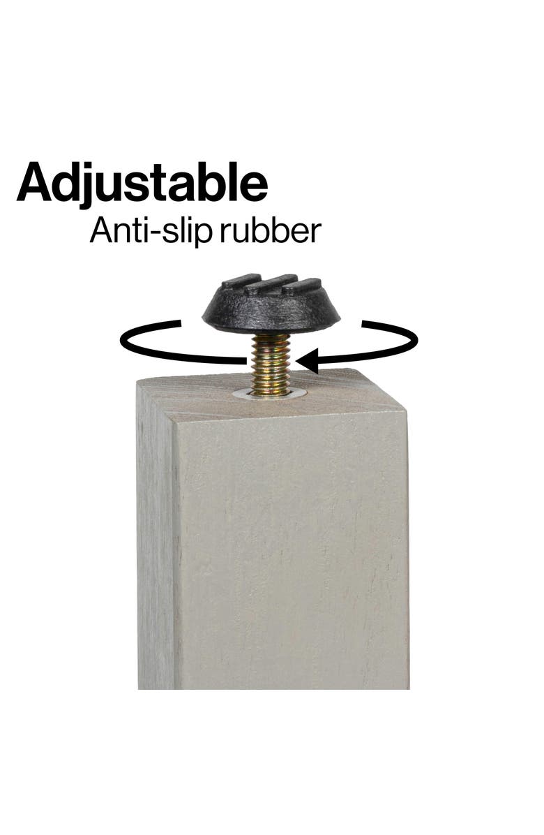 HAPPIMESS Sela 33" Classic Minimalist 3-Tier Acacia Wood Freestanding Bathroom Corner Shelf, Alternate, color, Gray