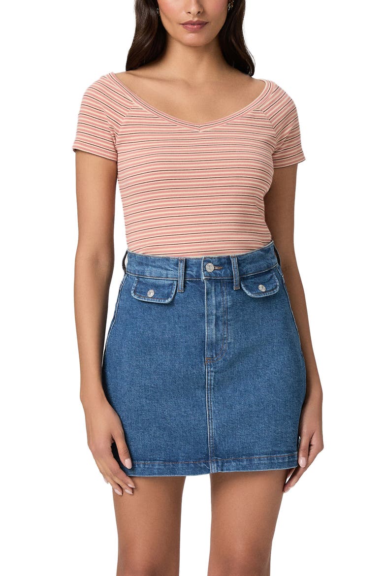 Janelle Denim Miniskirt, Alternate, color, LAGUNA