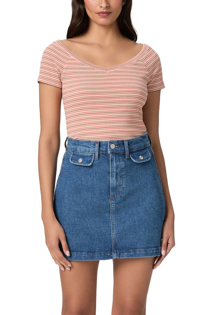 PAIGE Janelle Denim Miniskirt, Alternate, color, Laguna