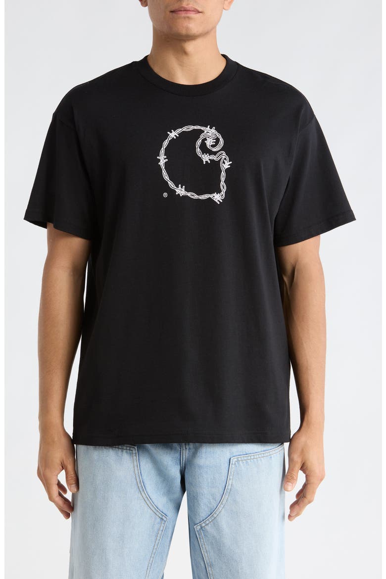 Barbwire Organic Cotton Graphic T-Shirt, Main, color, BLACK