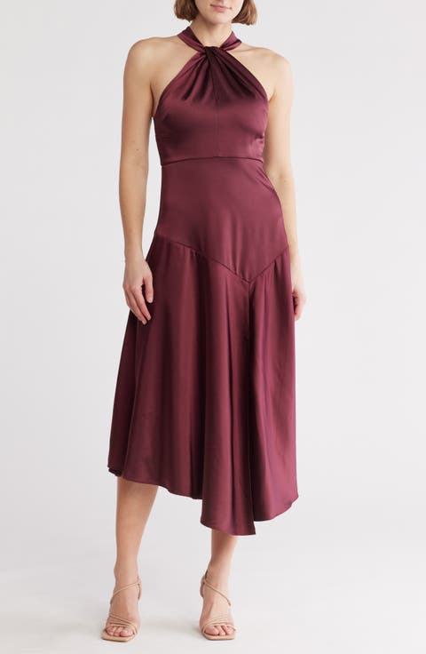 Renon Halter Neck Satin Dress
