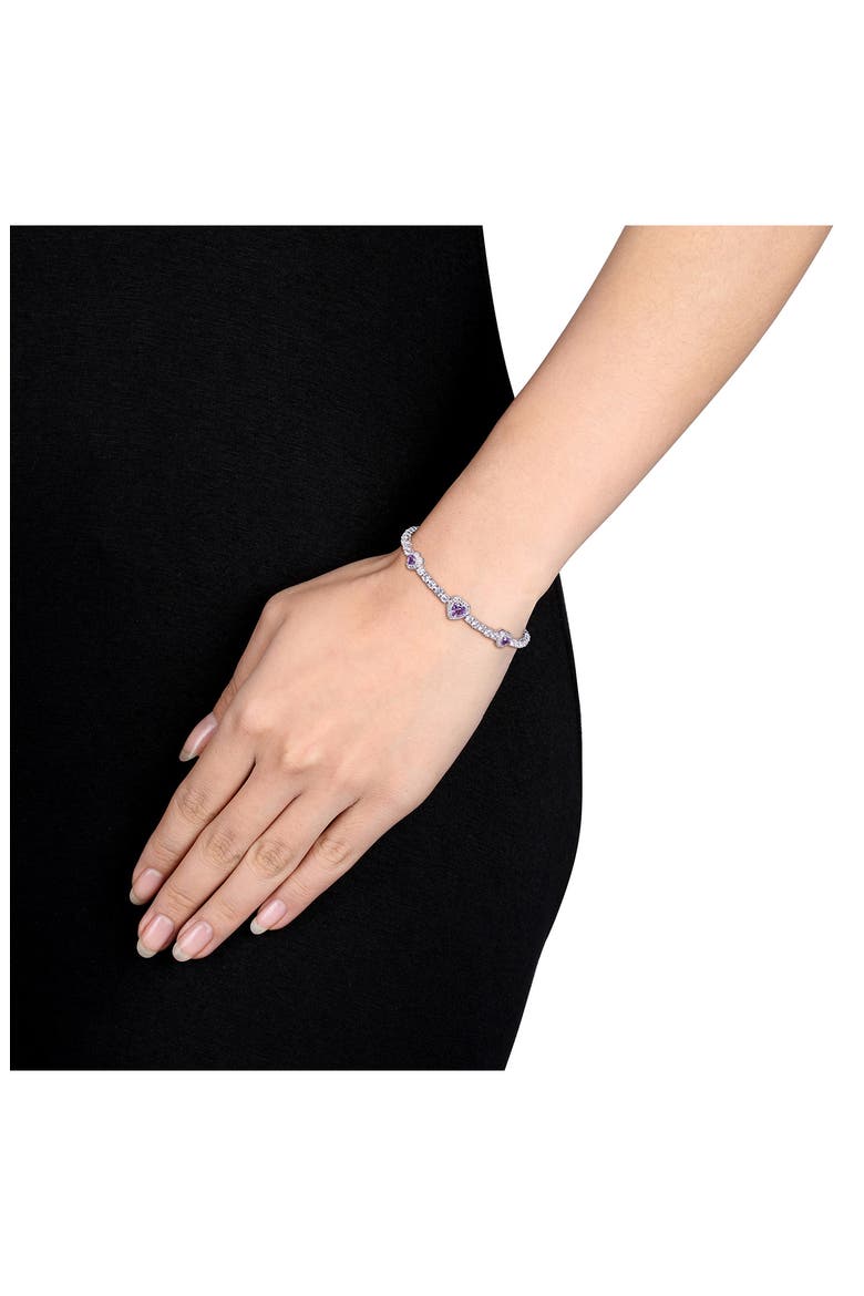Amethyst & Lab Created White Sapphire Station Bracelet, Alternate, color, PURPLE