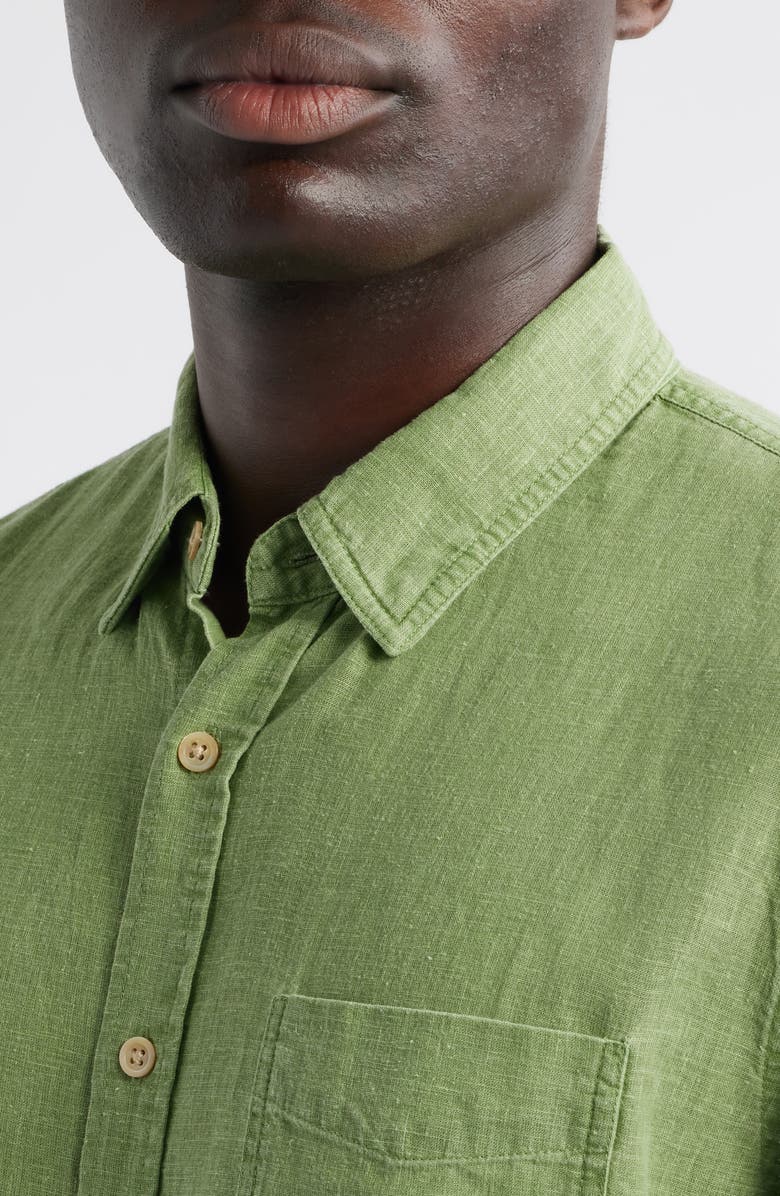 Rails Paros Short Sleeve Linen Blend Button-Up Shirt, Alternate, color, Matcha