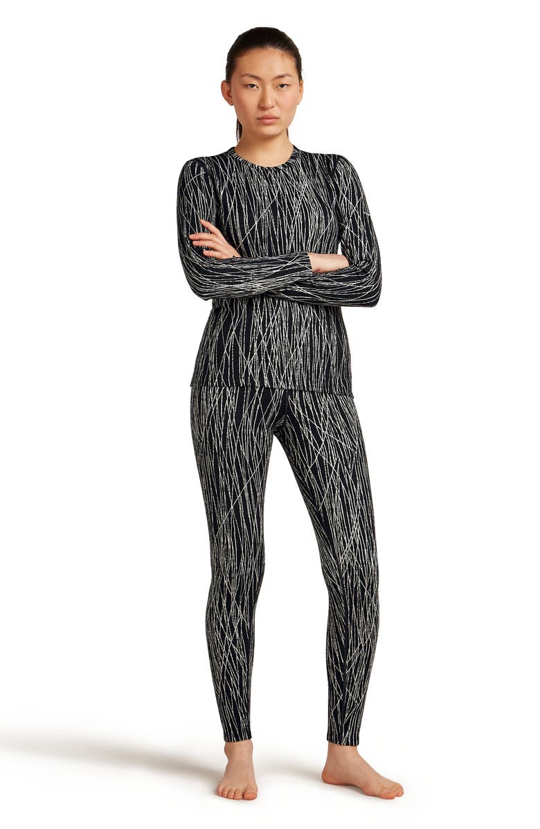 Icebreaker Merino Wool 260 Vertex Leggings, Alternate, color, Black/ Snow/ J