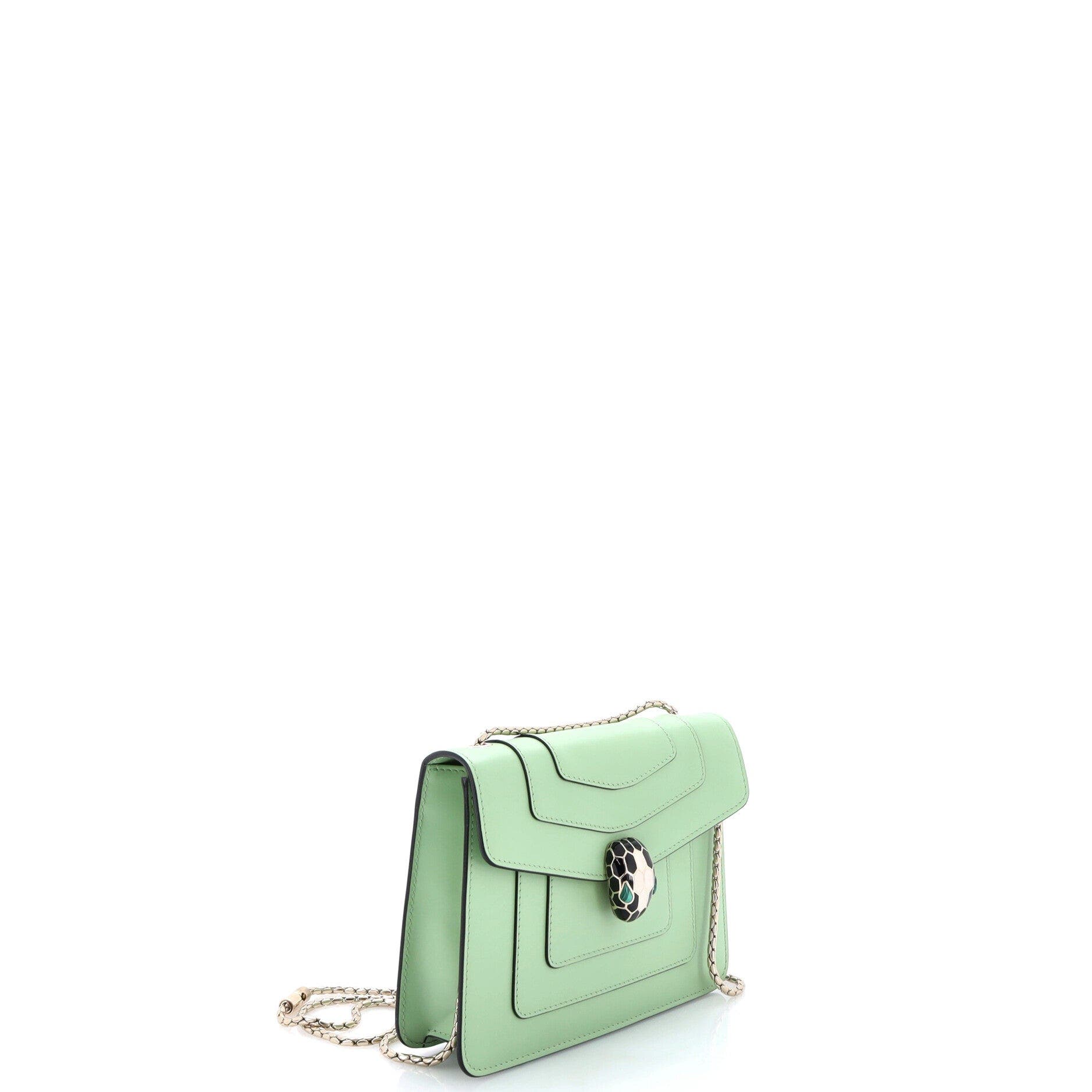 Serpenti Forever Square Shoulder Bag Leather Small, Alternate, color, Green
