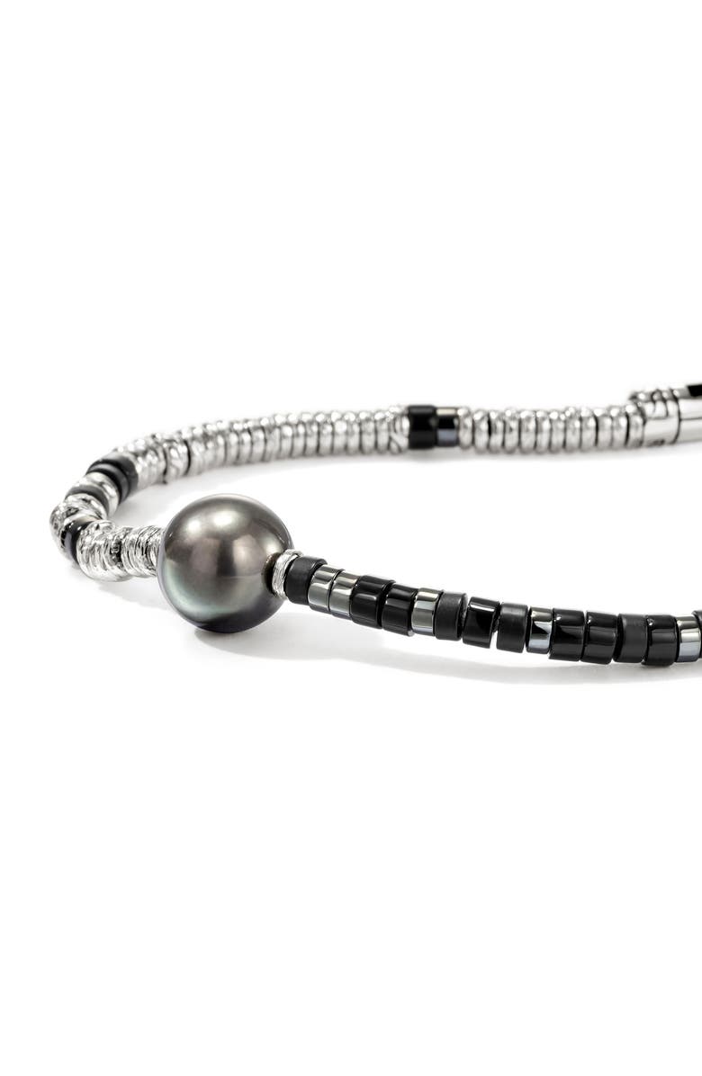 John Hardy Heishi Freshwater Pearl & Bead Silver Bracelet, Alternate, color, Silver/ Black