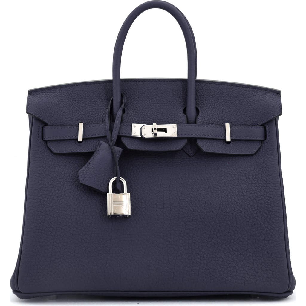 Pre-owned Hermes Hermes Birkin Handbag Blue Togo With Palladium Hardware 25 In Blue
