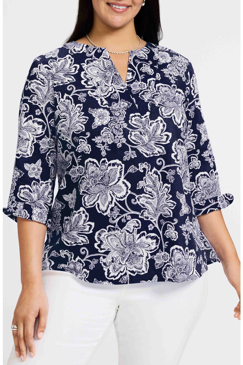 Vena Print Top, Main, color, NAVY/ WHITE