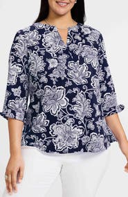 Foxcroft Vena Print Top